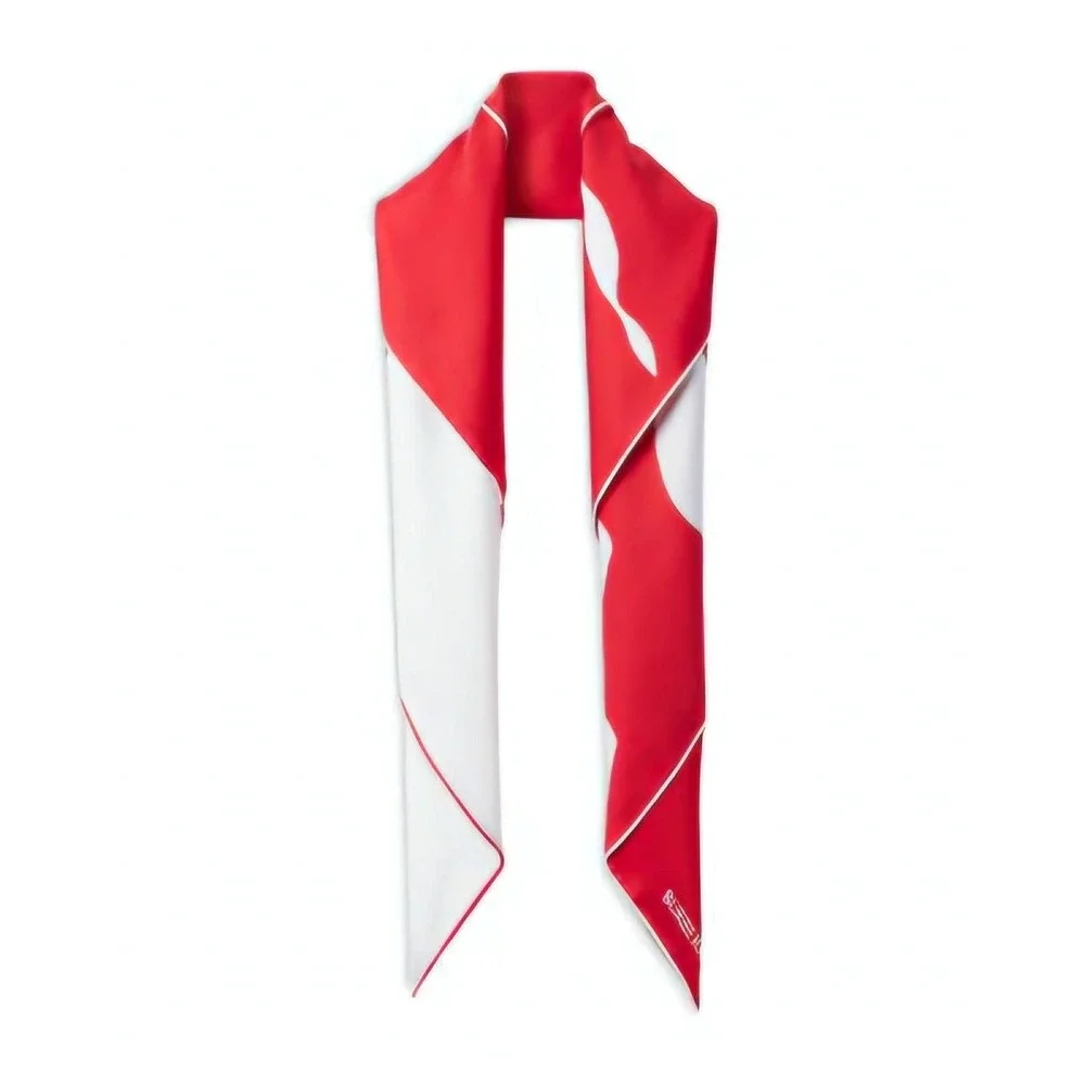 Burberry Split Horse Silk Square Women Red White Equestrian Knight Italian Scarf